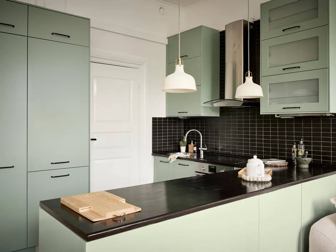 绿色厨房 | 斯堪的纳维亚风格一居室设计-9