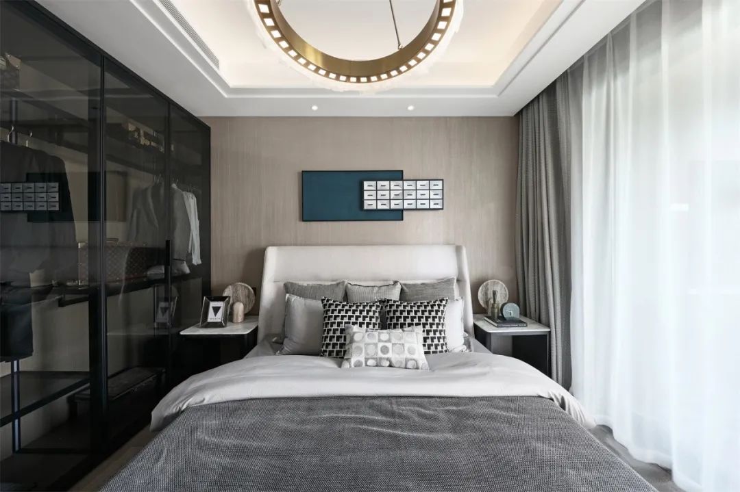 烟台万科翡翠长安样板间 | 抹茶色遇见黑灰色，简约至美-51