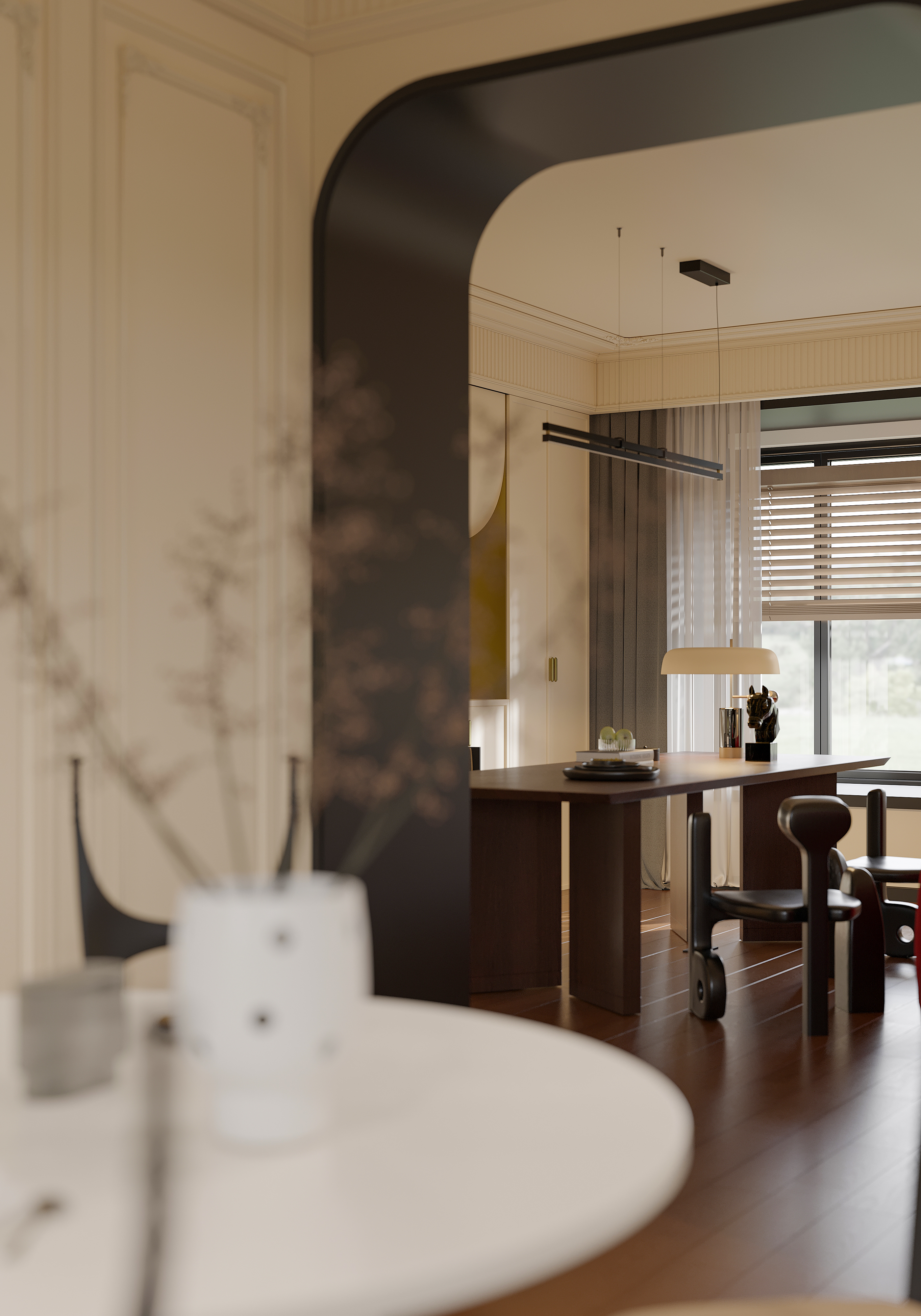 轻法式客餐厅设计丨室内表现进阶训练营-5