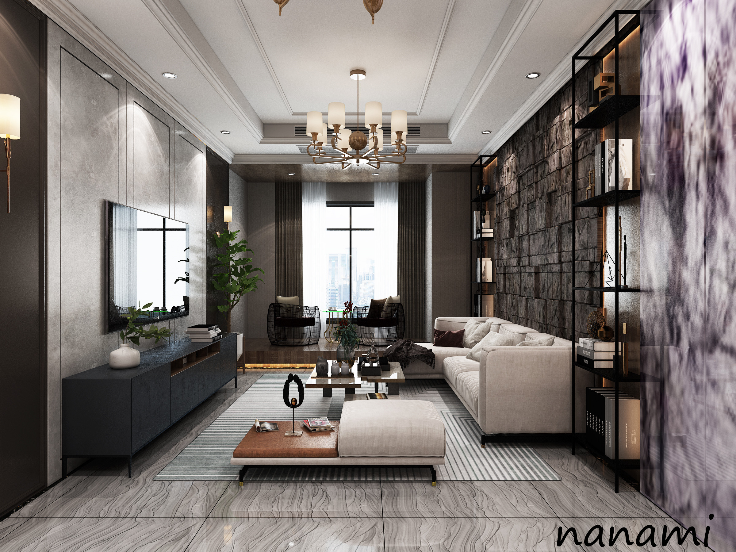 现代黑白灰简约风室内设计-8