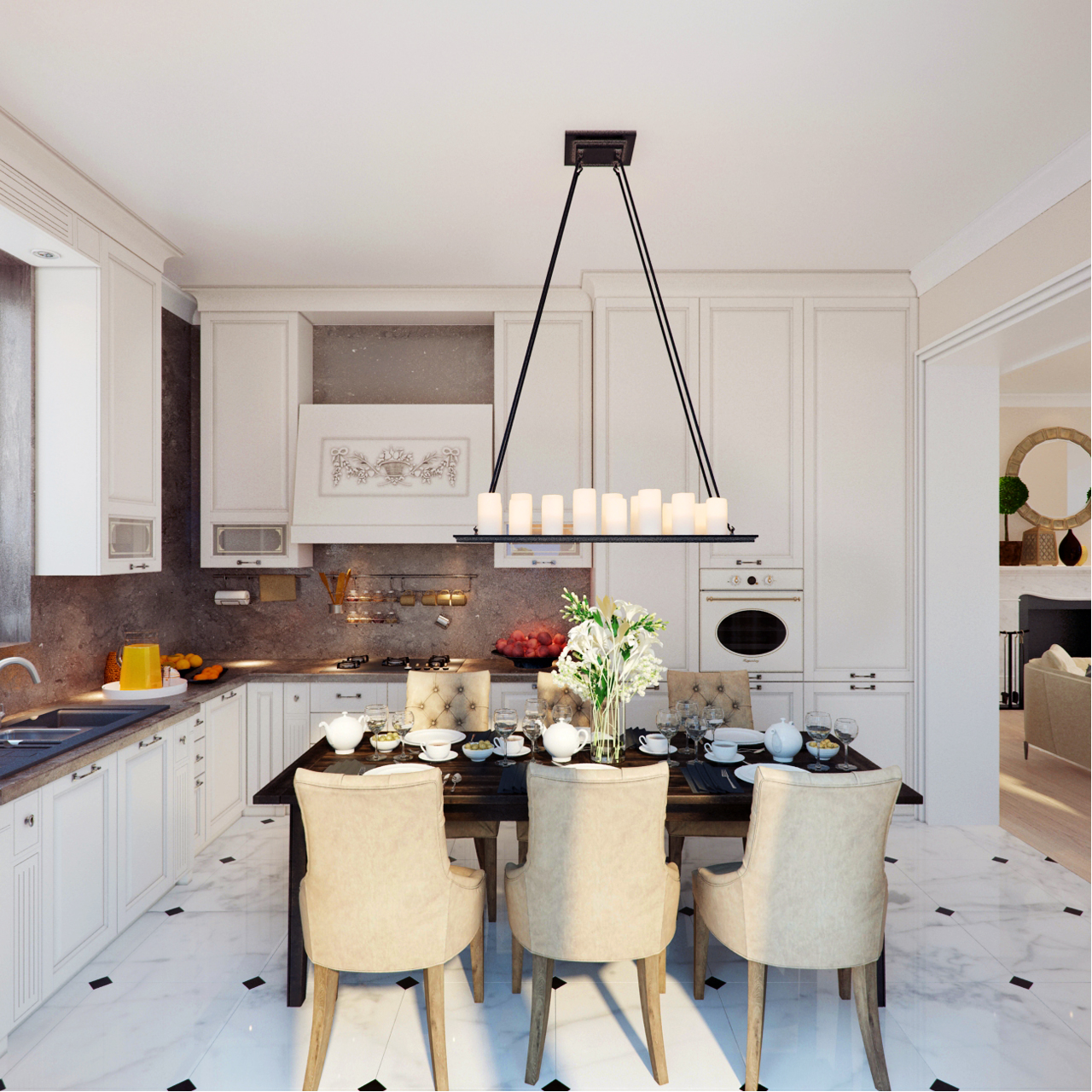 The interiors of the country house of 300 m  in American style Alexandra Fedorova-9