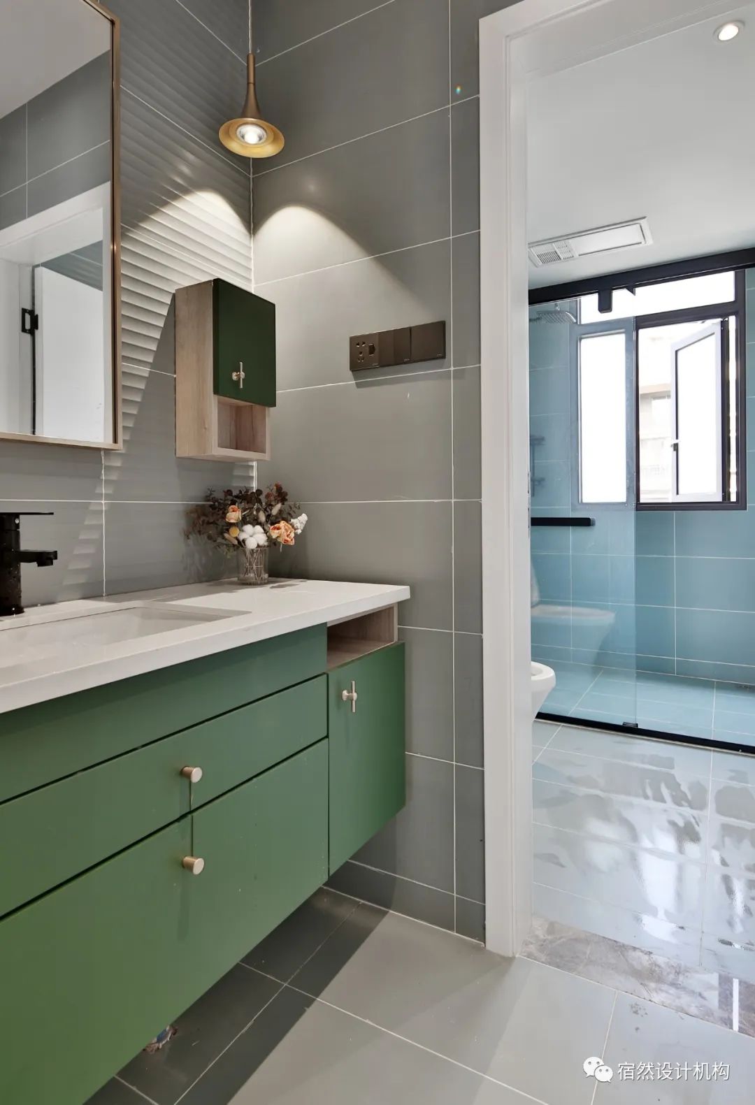 南昌 125㎡现代简约家居,黑白灰中融入绿色与橙色-64