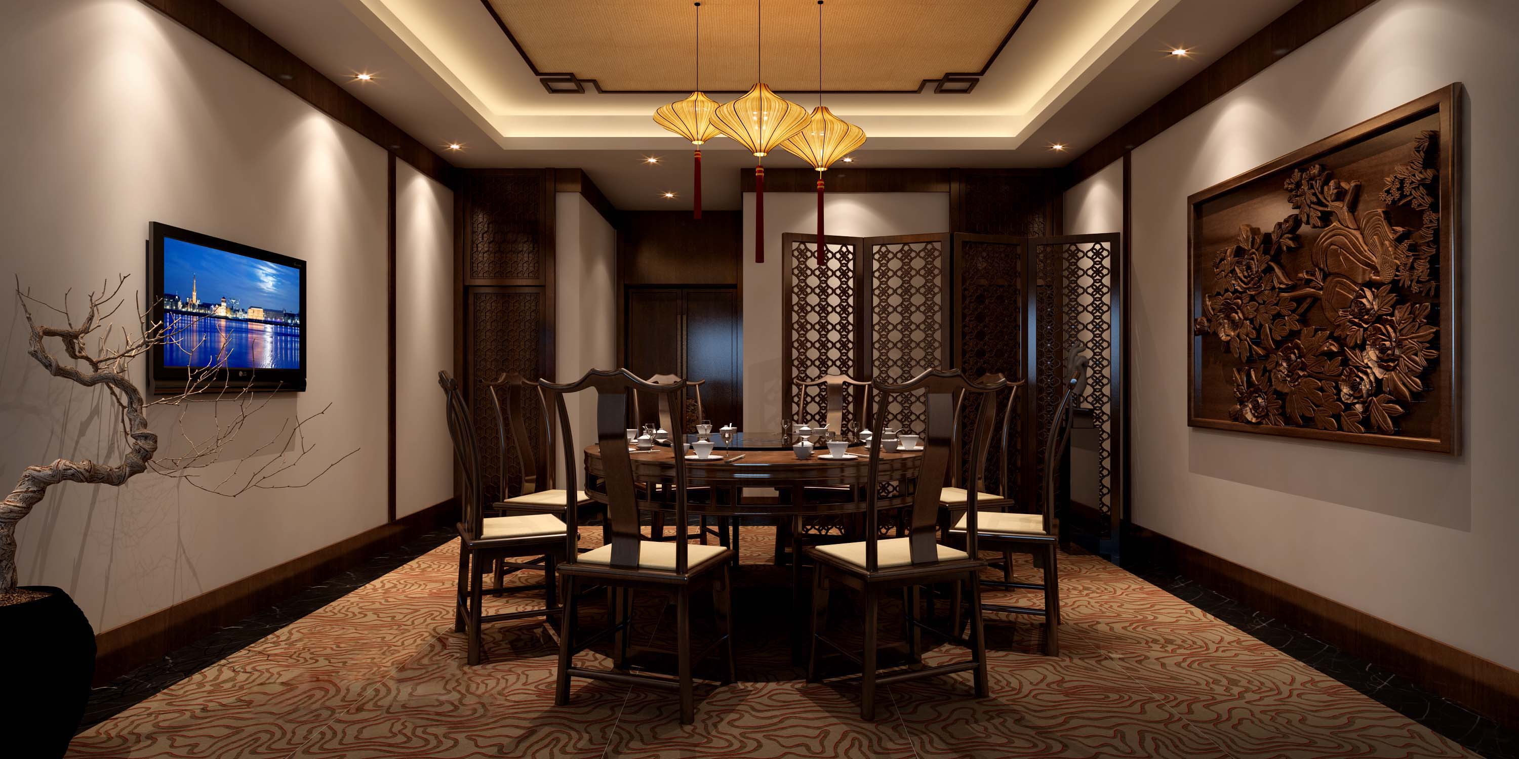 新中式风格奢华酒店餐厅 会所包房 包厢 包间 高清效果-2-38