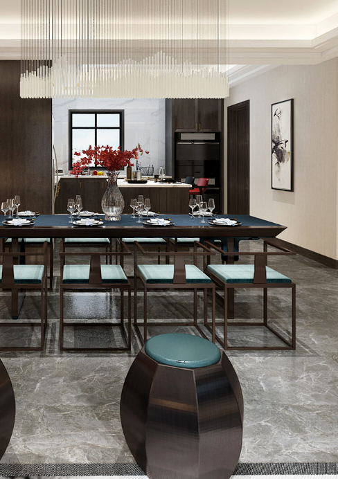 新中式家居空间,红墙碧水演绎亦古宜今的美学魅力-75