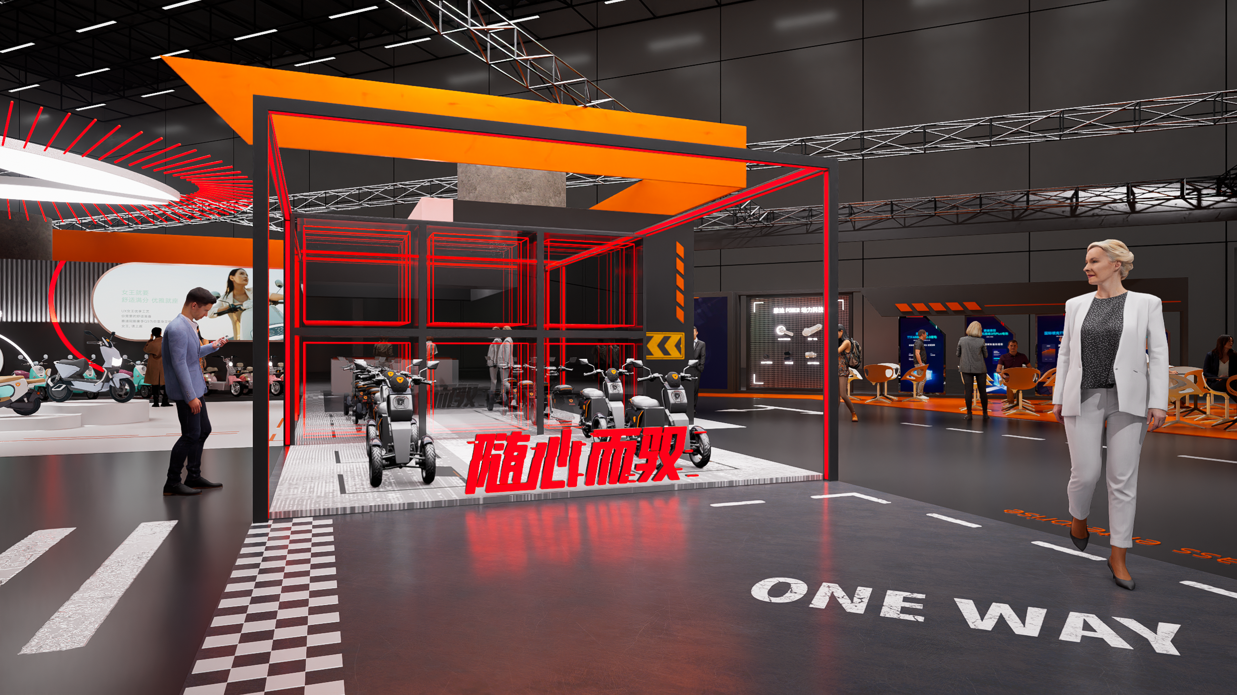 2023 华南电动车展览会雅迪展台设计-7