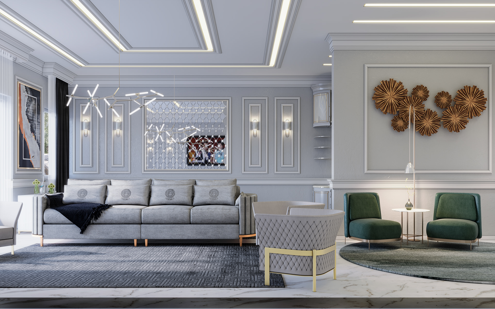 新古典主义接待处与开放式厨房和用餐区设计丨埃及丨INSTAGRAM-9