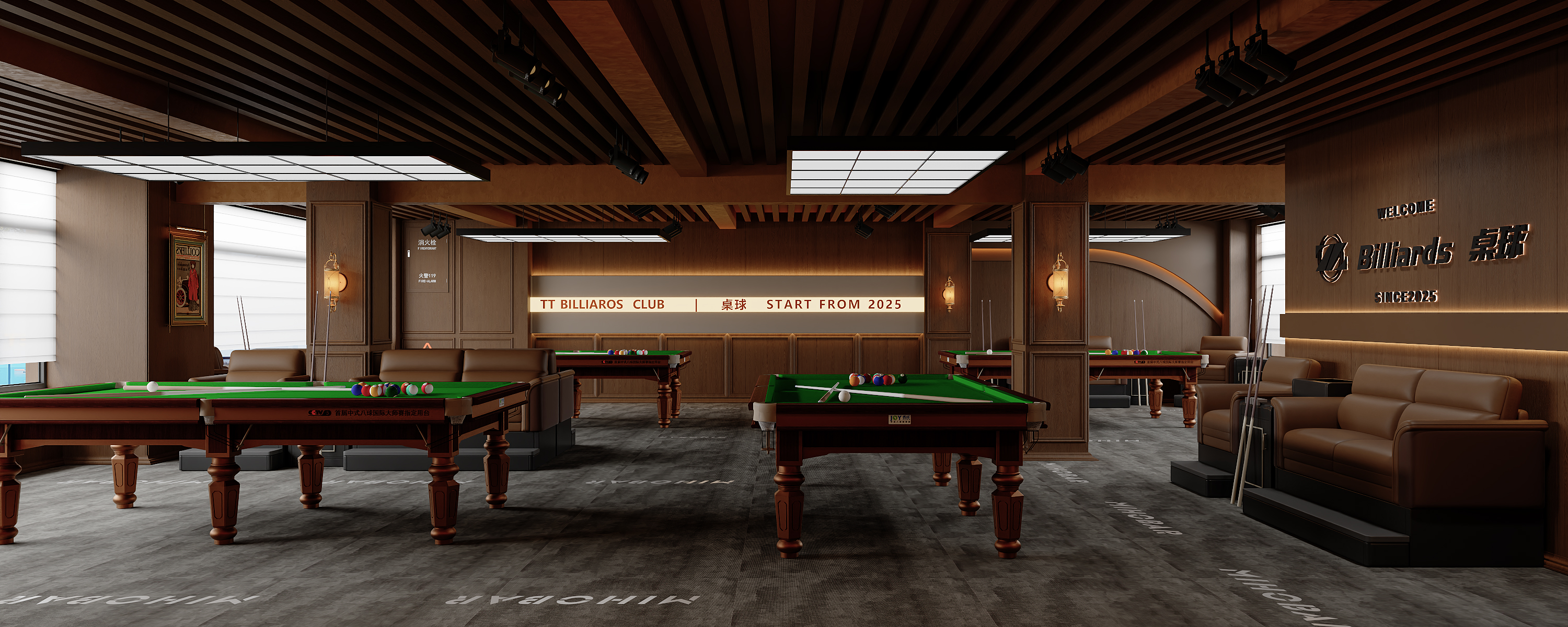美式暗调台球厅-15