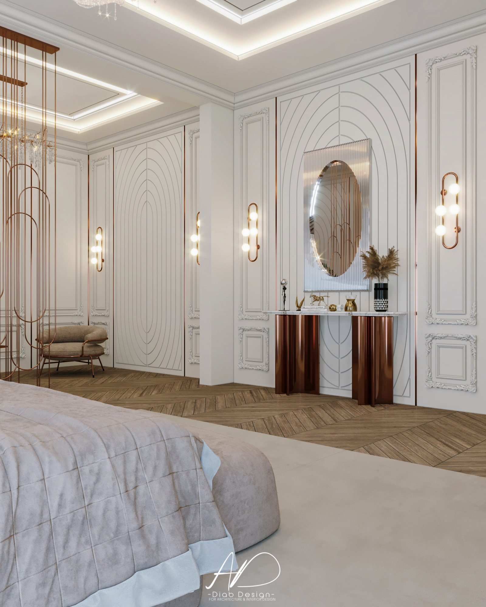 豪华与优雅主卧丨ahdgfx,studiodiabdesign-9