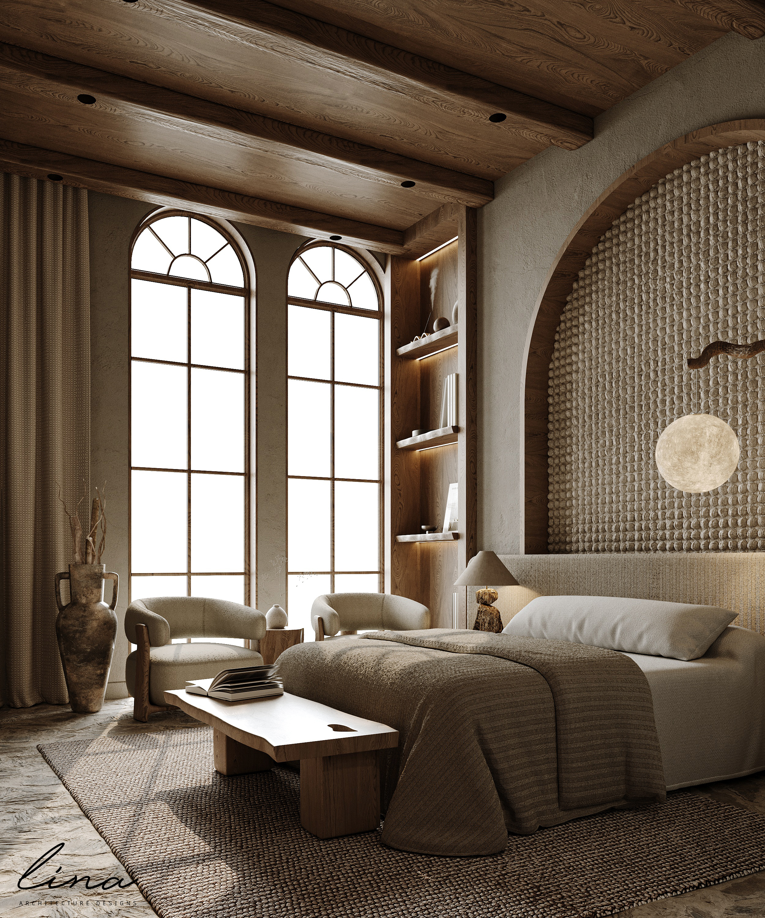 侘寂风房间

注：WABI SABI是源自日本美学概念侘寂，代表一种追求自然、质朴、残缺之美的理念 丨Ethar Nasser-4