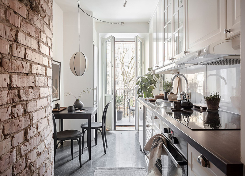哥德堡 51 平米时尚公寓 | 灰墙砖厨、复古走廊,小空间大创意-19