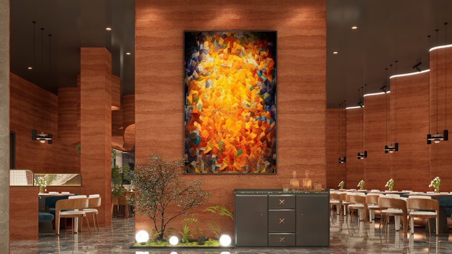 岩彩艺术餐厅餐饮空间设计-13