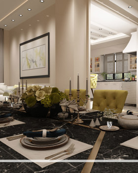 kitchen, Dining Room and Saloon.