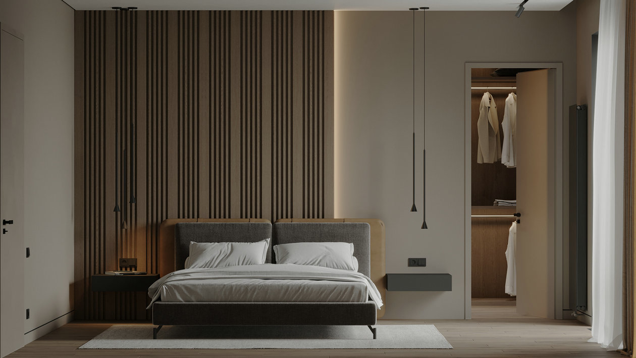 胡桃木与黄色打造的优雅空间-35