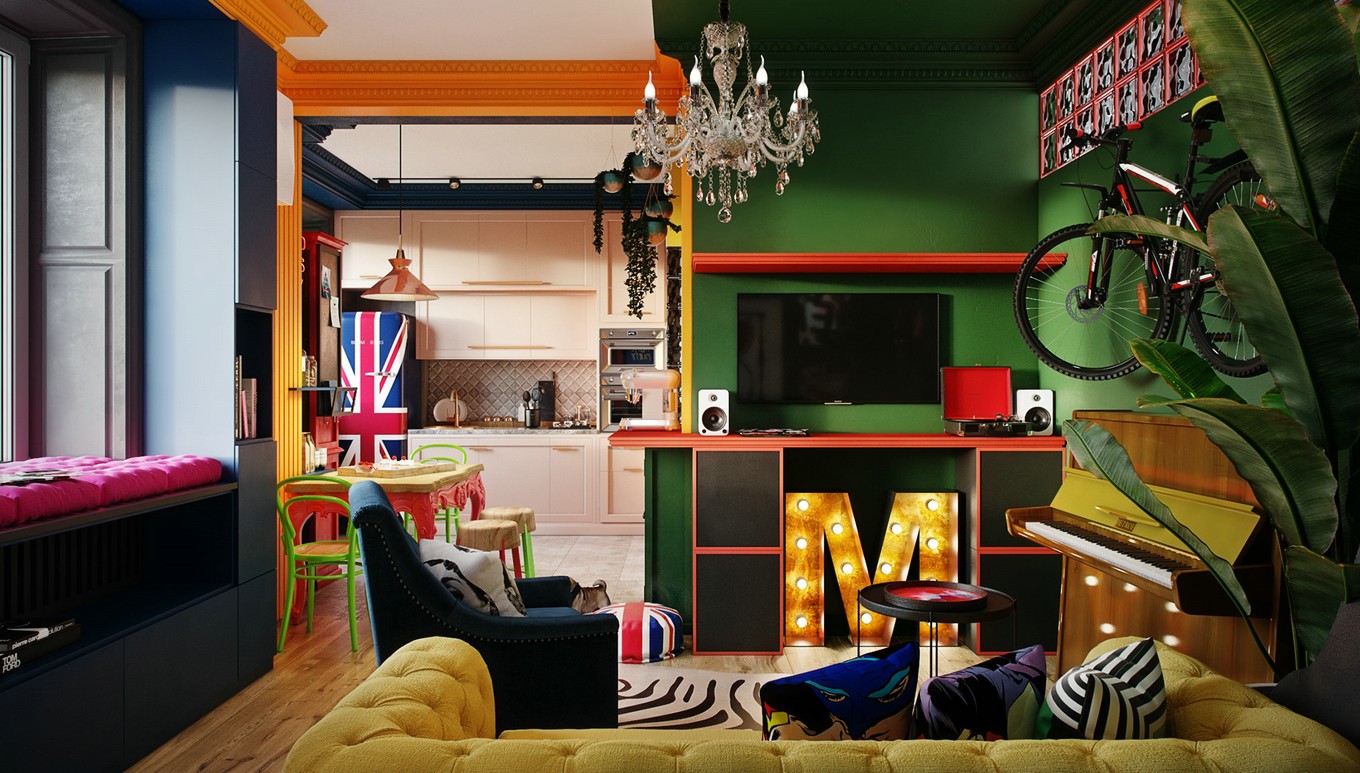 色彩盛宴 | 时尚舒适的普通住宅设计-0