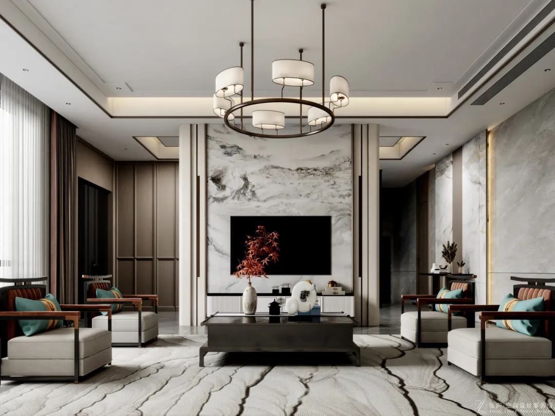 湖南浏阳 450㎡新中式自建别墅丨中国湖南丨纵向·空间设计-17