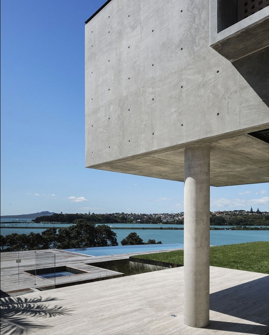 Massive Concrete Home on a Cliff Above Hobson Bay-24