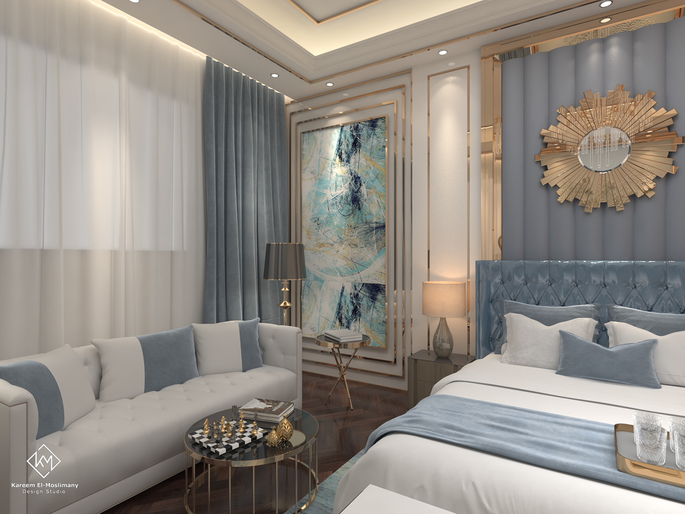Anastasiya Gushchina丨平层丨Luxurious Neo-Classic Master Bedroom Design-3
