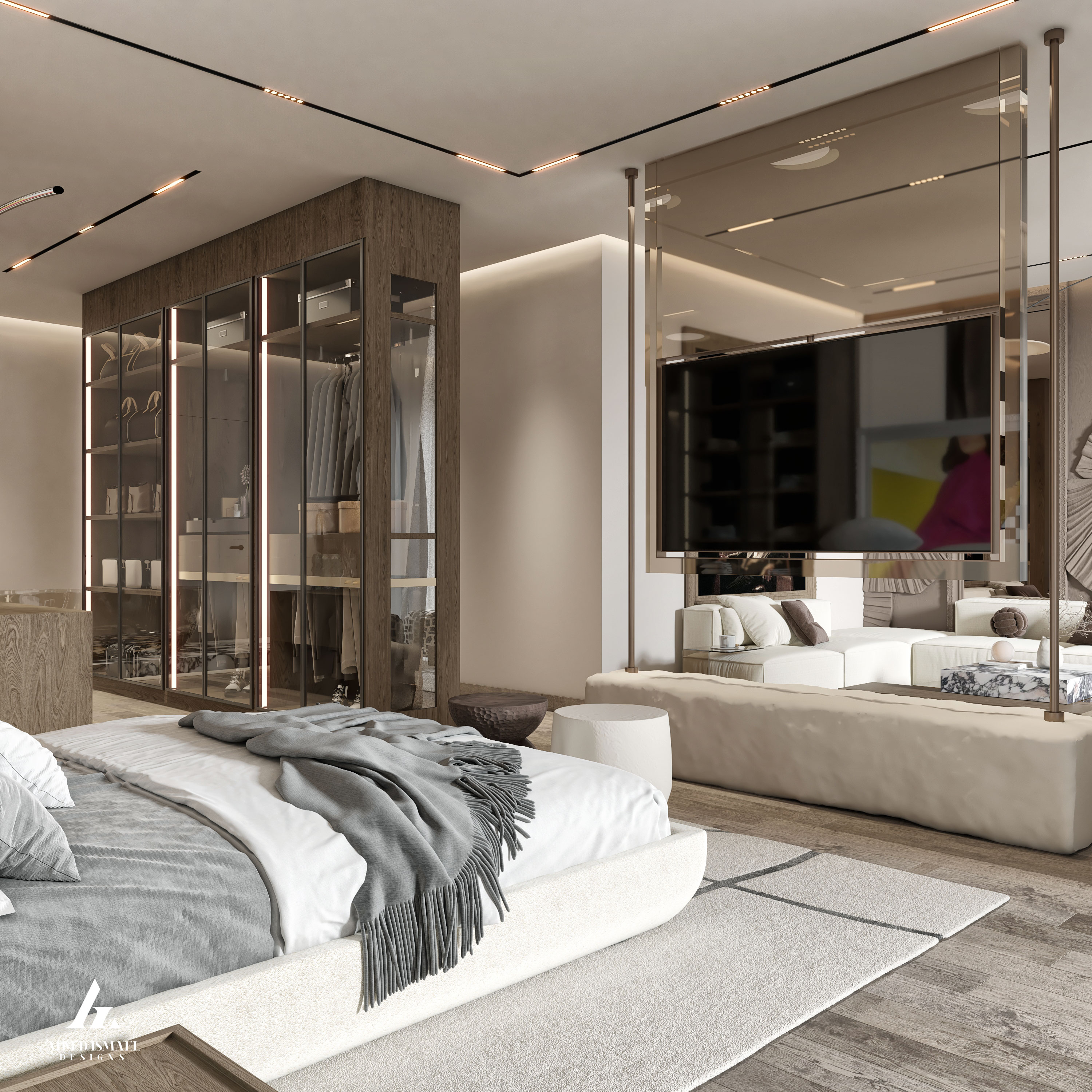 豪华现代主卧设计丨@ahmedismail_designs-10