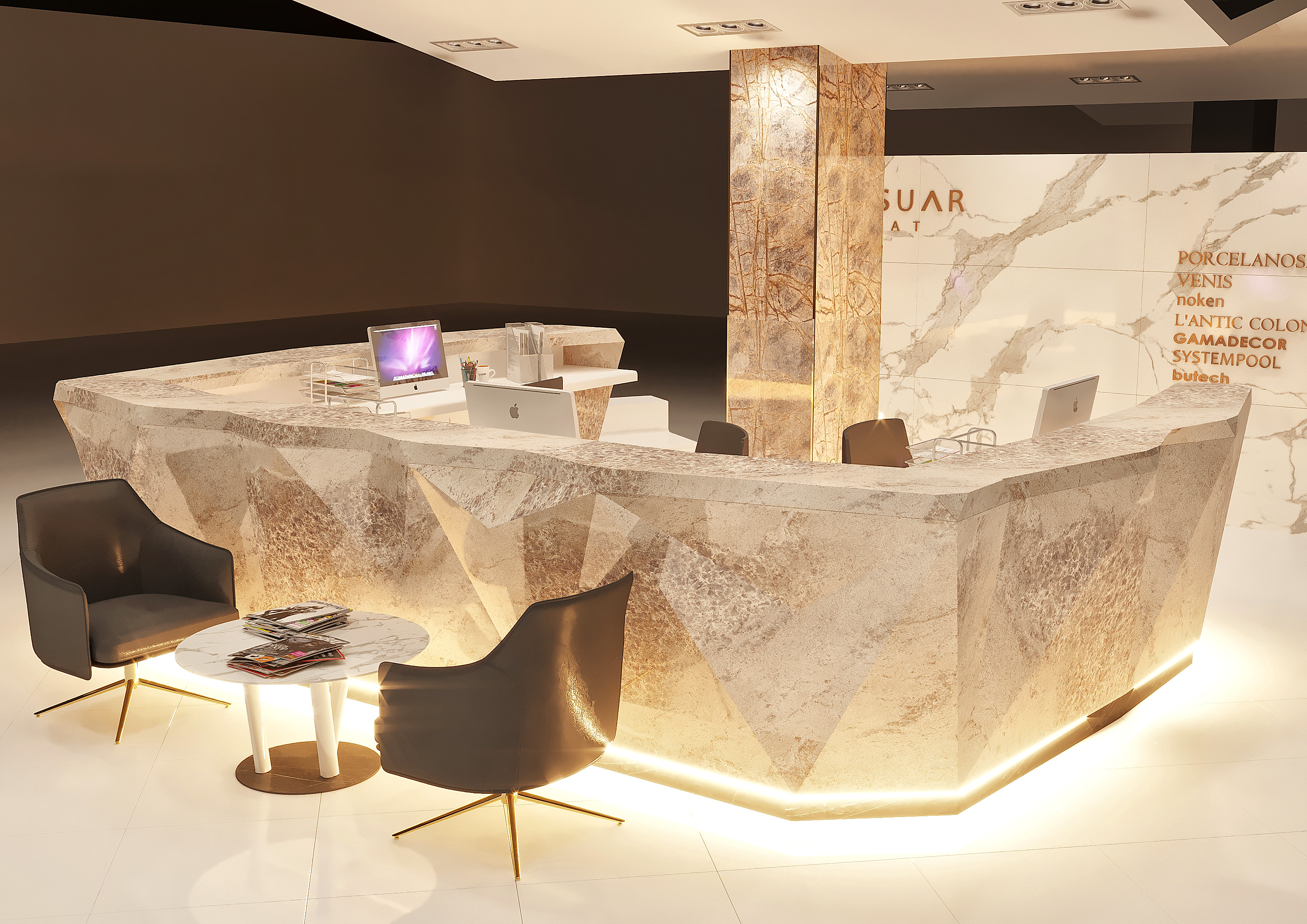 The reception design in several variants .-0