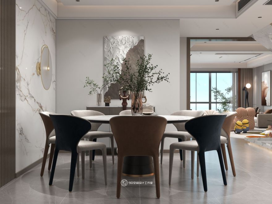 海市蜃楼现代轻奢风格挑高别墅设计丨90 空间设计-18