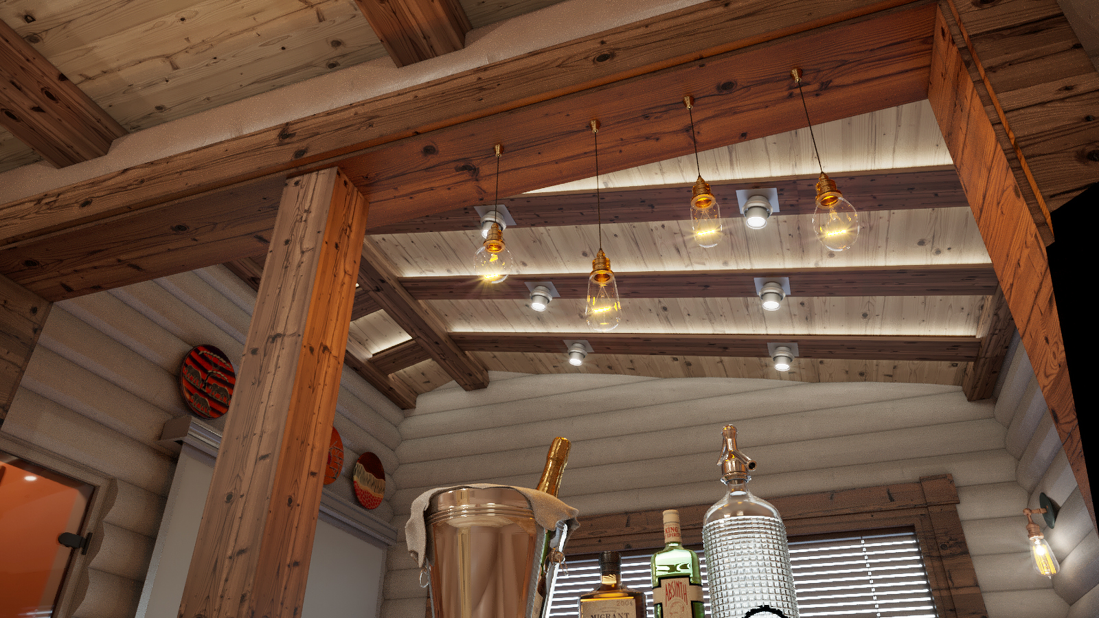 Варианты интерьера в срубе.-47