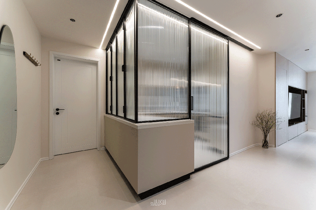 「原创案例」同色系的高级感,可以折叠的厨房解锁光影流动-52