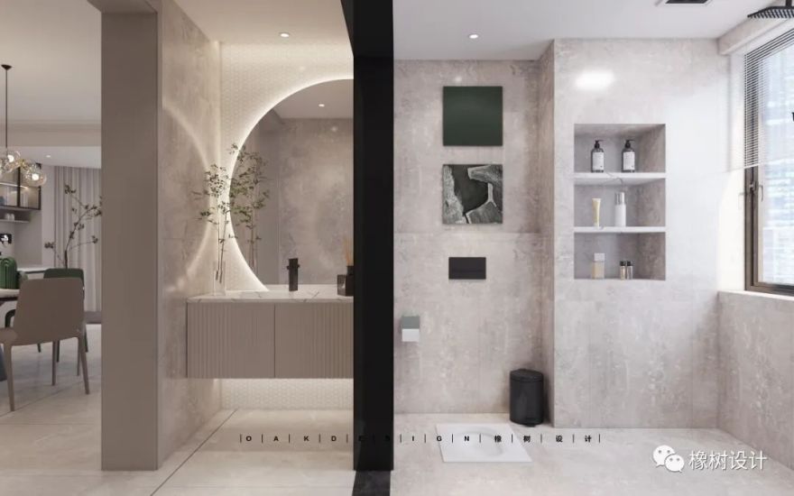 奶油灰轻法式大平层丨橡树设计-33