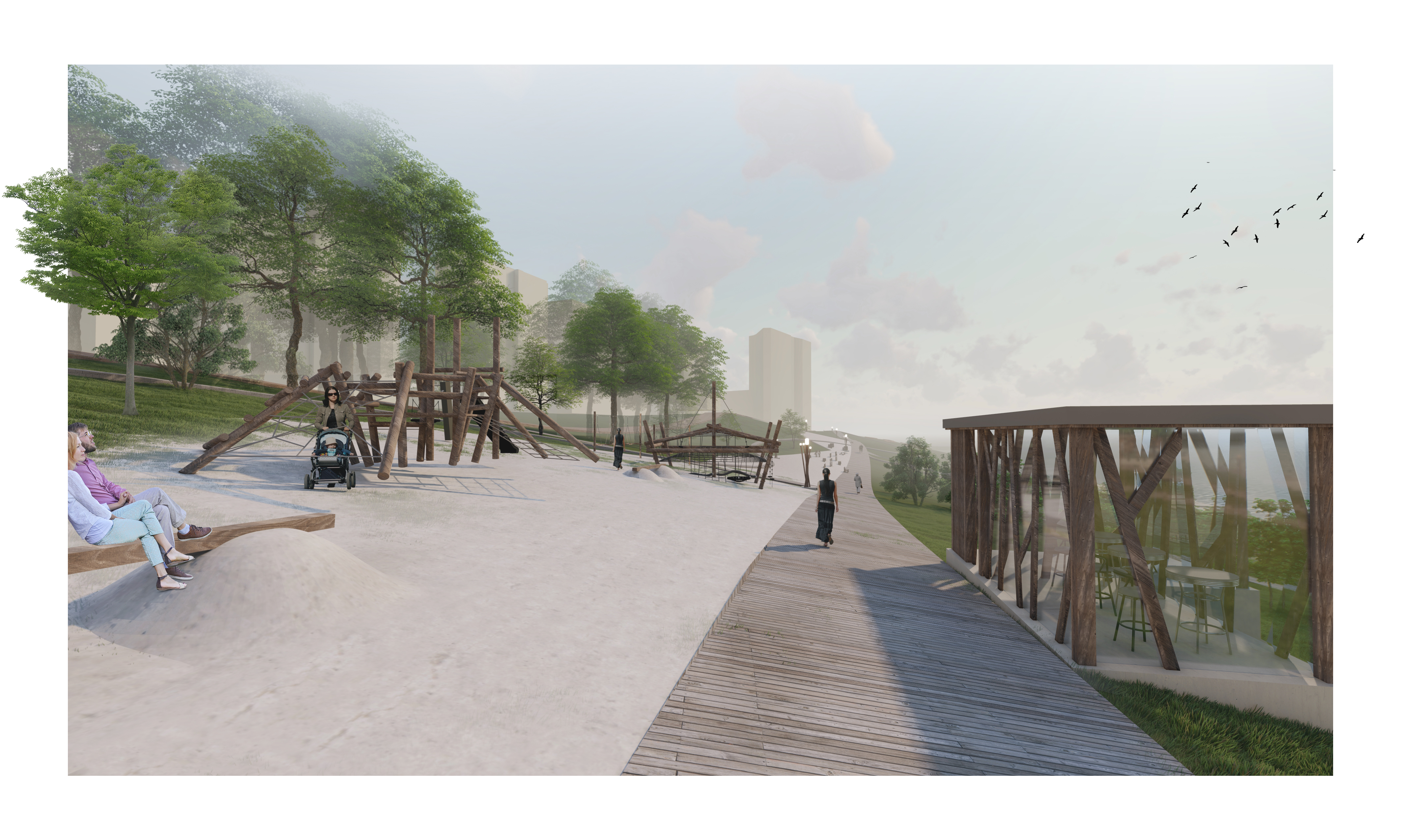 Проект парка вдоль набережной Москвы реки.-1