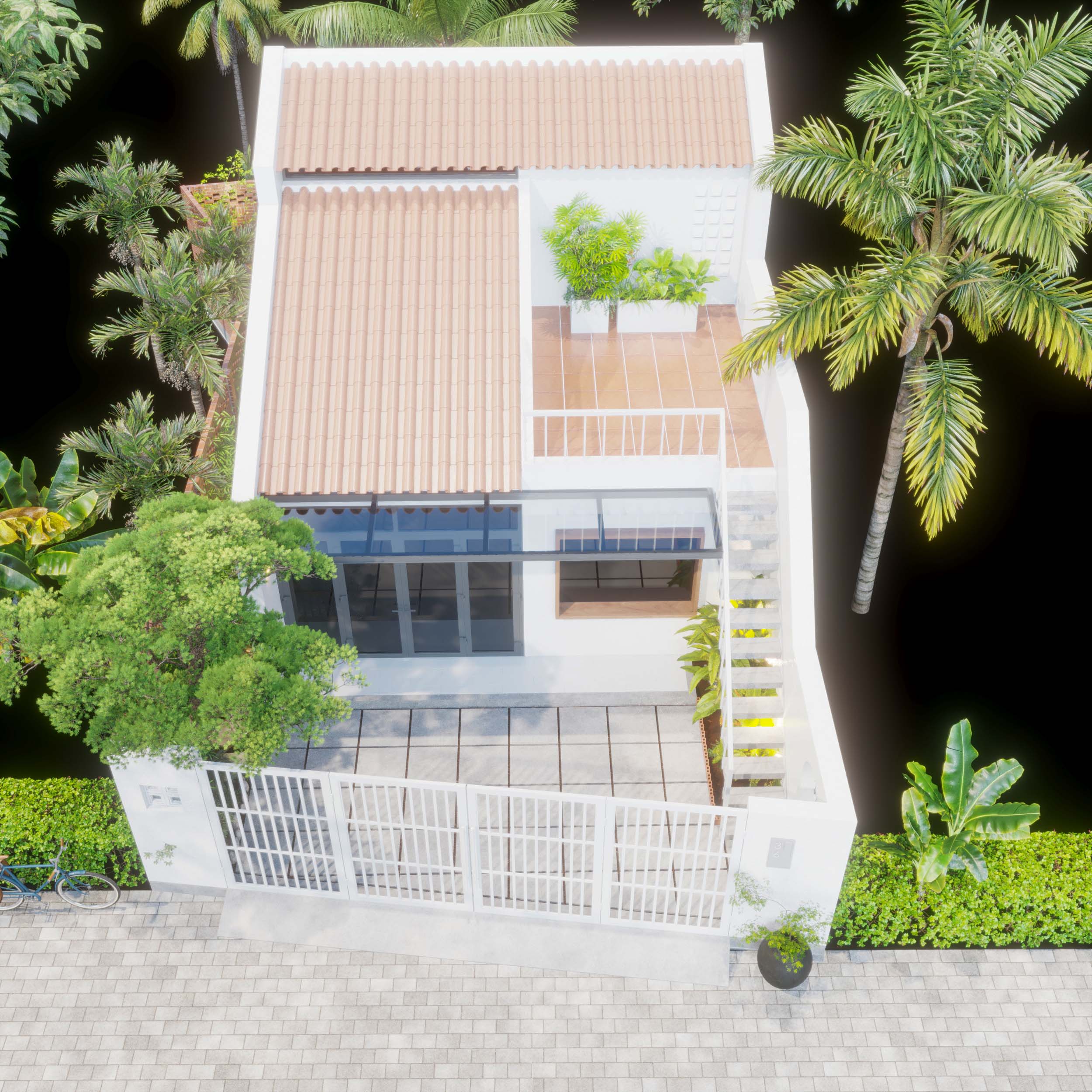 3D House Exterior With Landscape-14