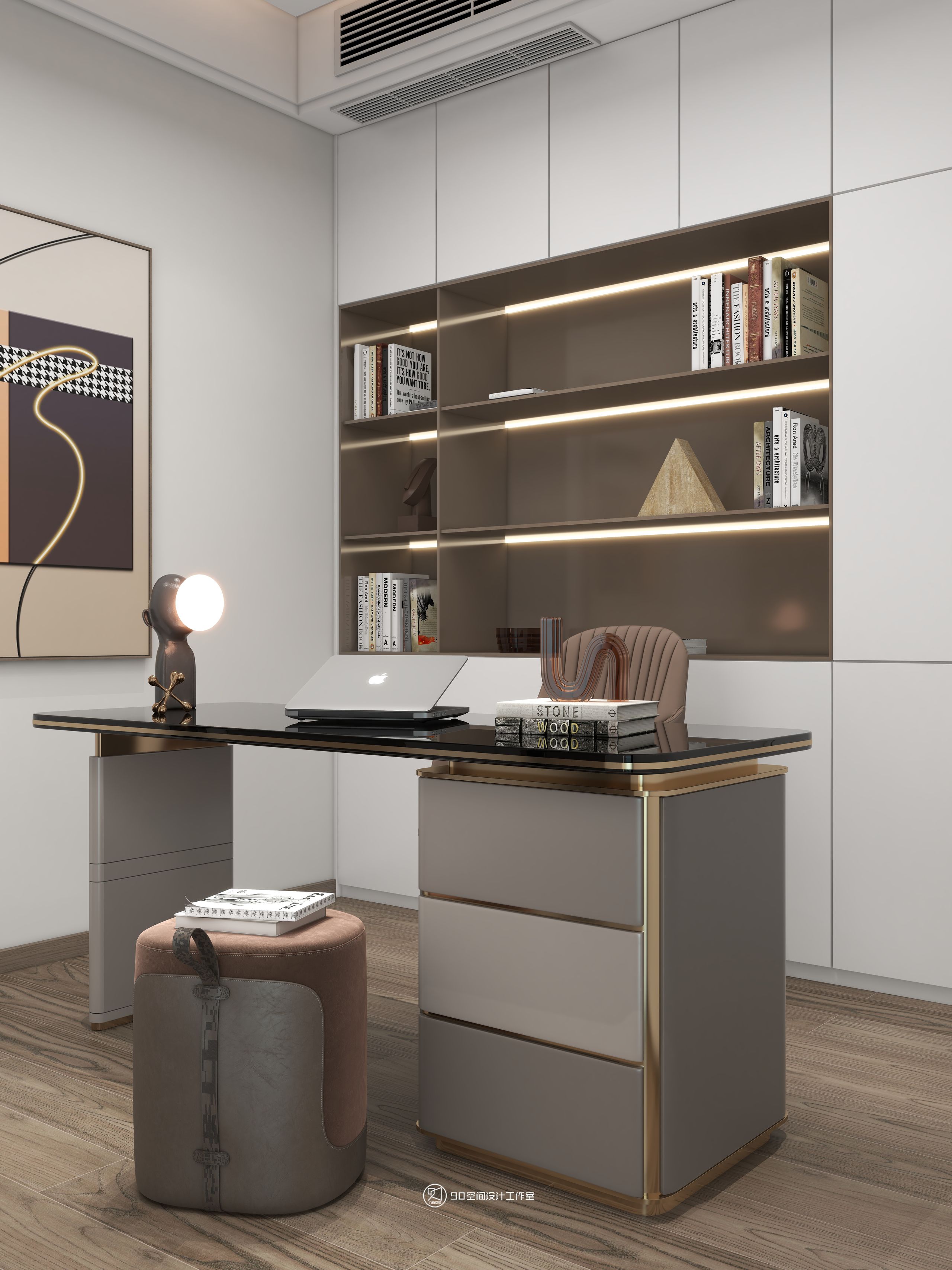 海市蜃楼现代轻奢风格挑高别墅设计丨90 空间设计-31