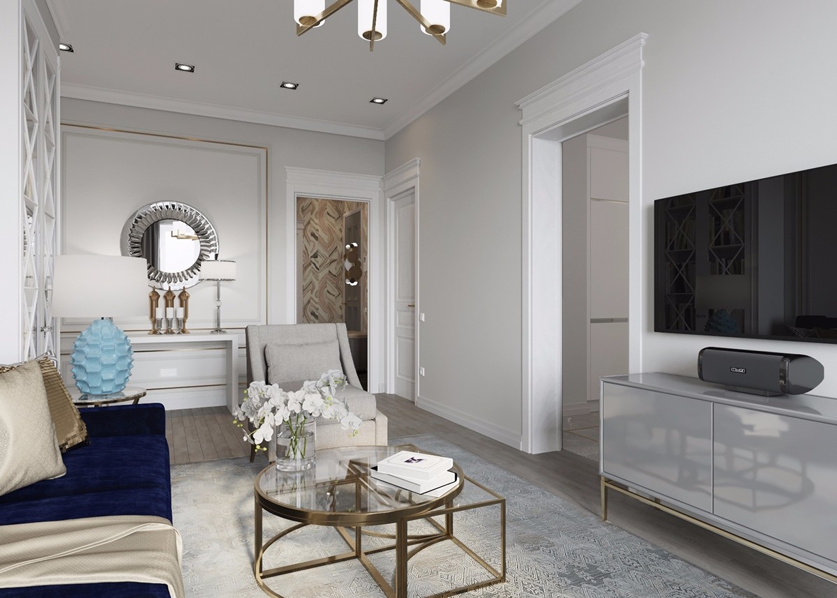 圣彼得堡现代风住宅 精简点评 | 大理石与金属的完美融合-1