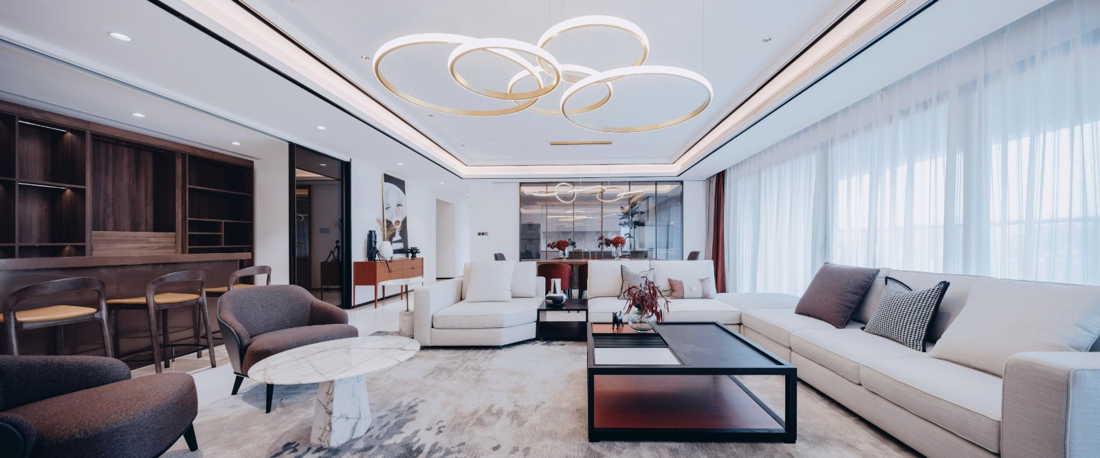 深圳 380㎡现代别墅 | 简约优雅,红调添彩-6