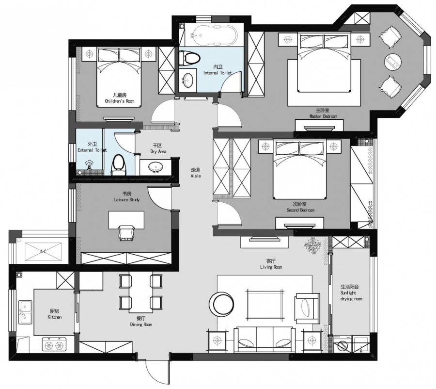 中南锦苑 140㎡新中式四口之家，优雅留白美学空间-22