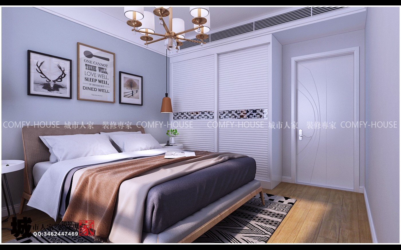 中国MALL(百步亭)两室两厅90平北欧风格装修-12