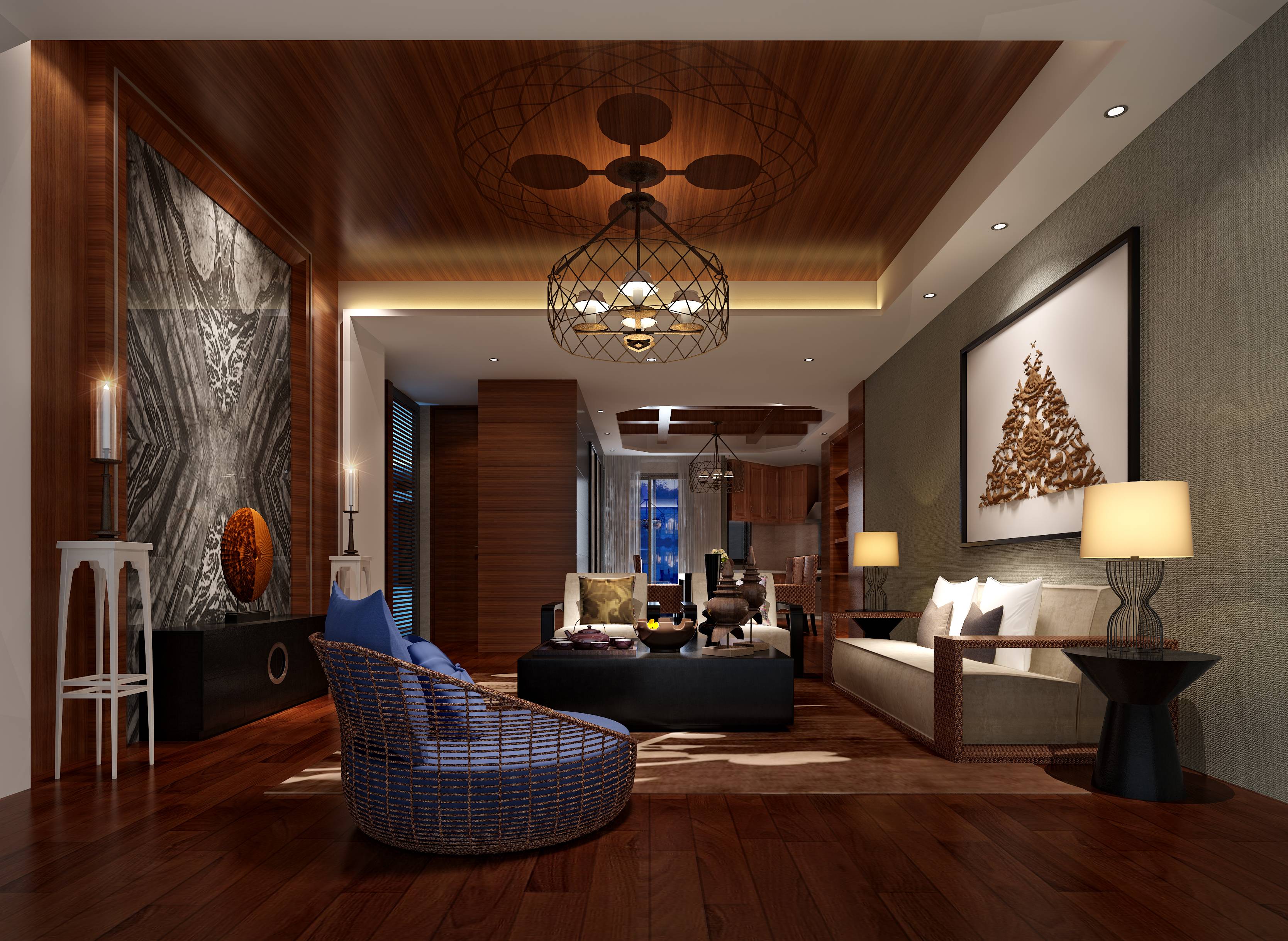 新中式 中式古典 奢华家装别墅样板房-13-14