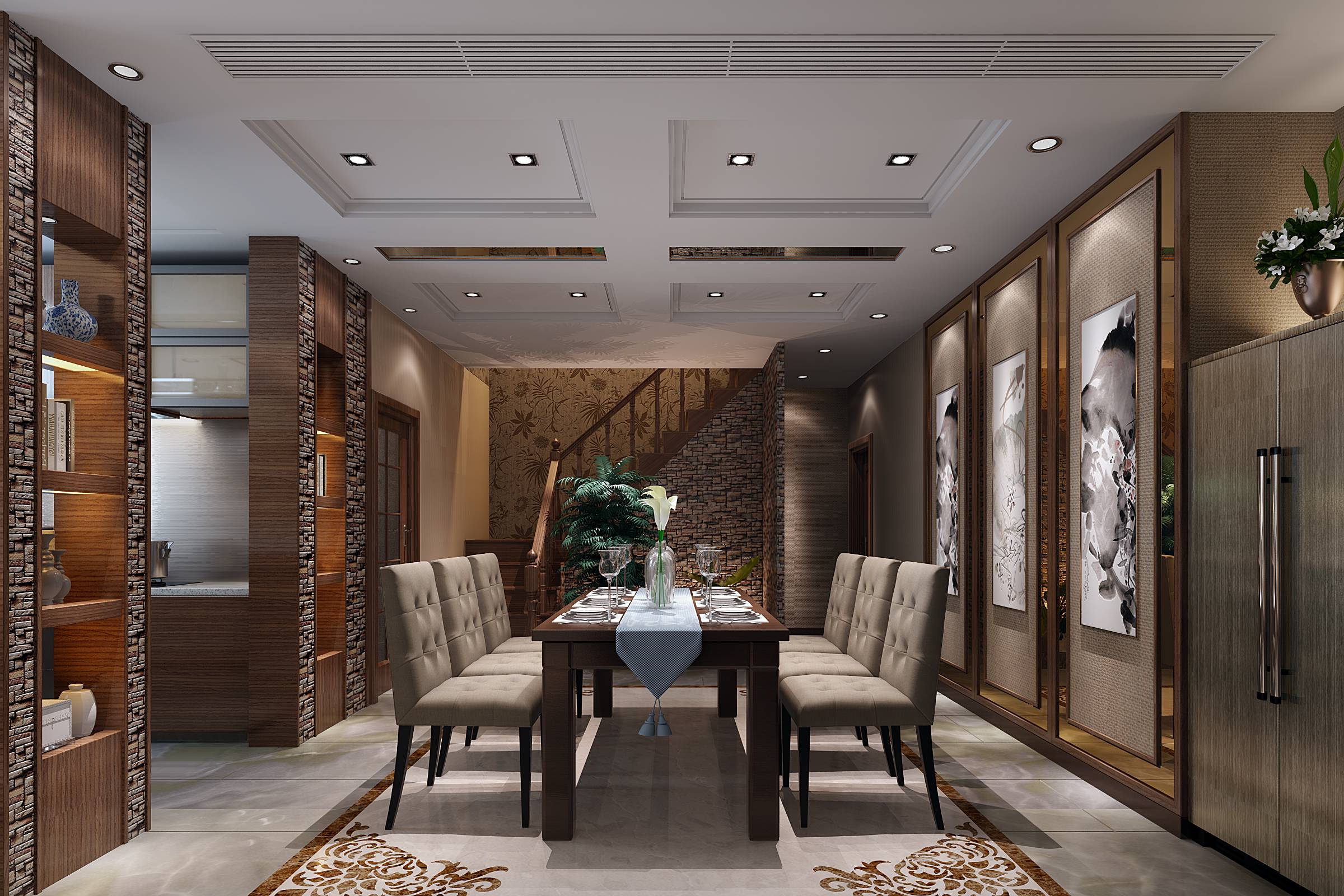 新中式 中式古典 奢华家装别墅样板房-5-3