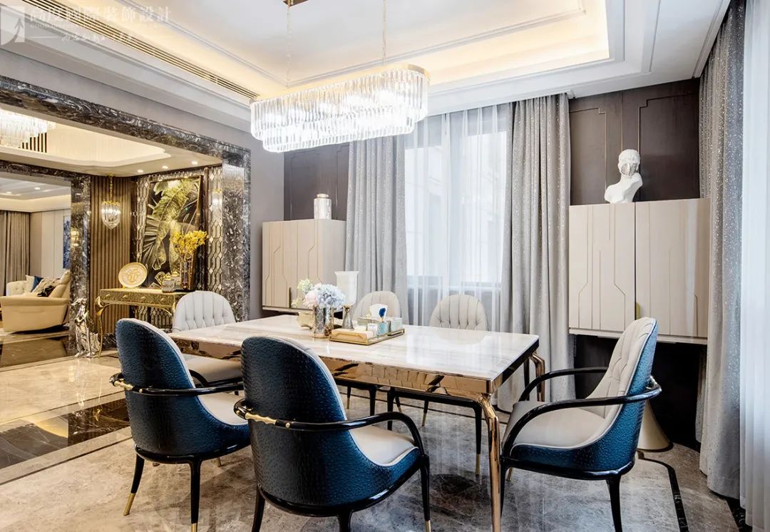 意式新奢华蓝白空间丨高度国际装饰设计集团武汉公司-37