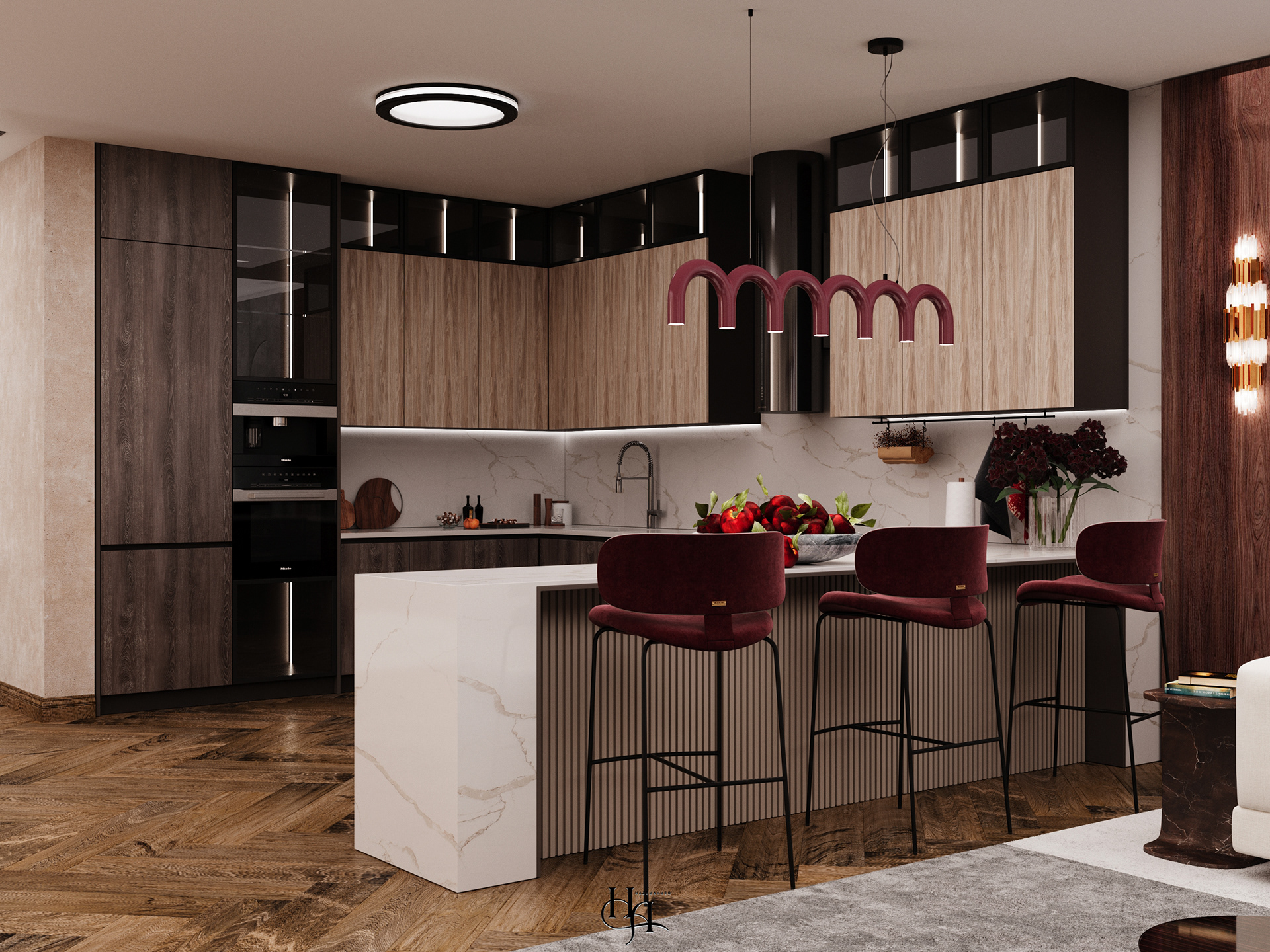 Living & Dining  room室内设计丨Hazem Ahmed-6