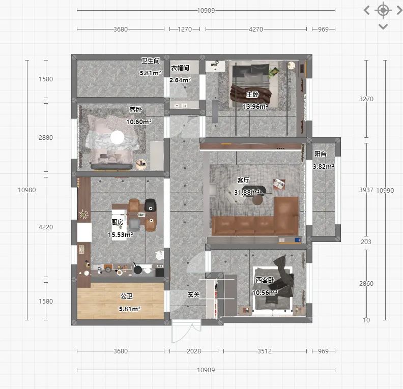 武安郭金渠 129㎡现代轻奢风设计-8