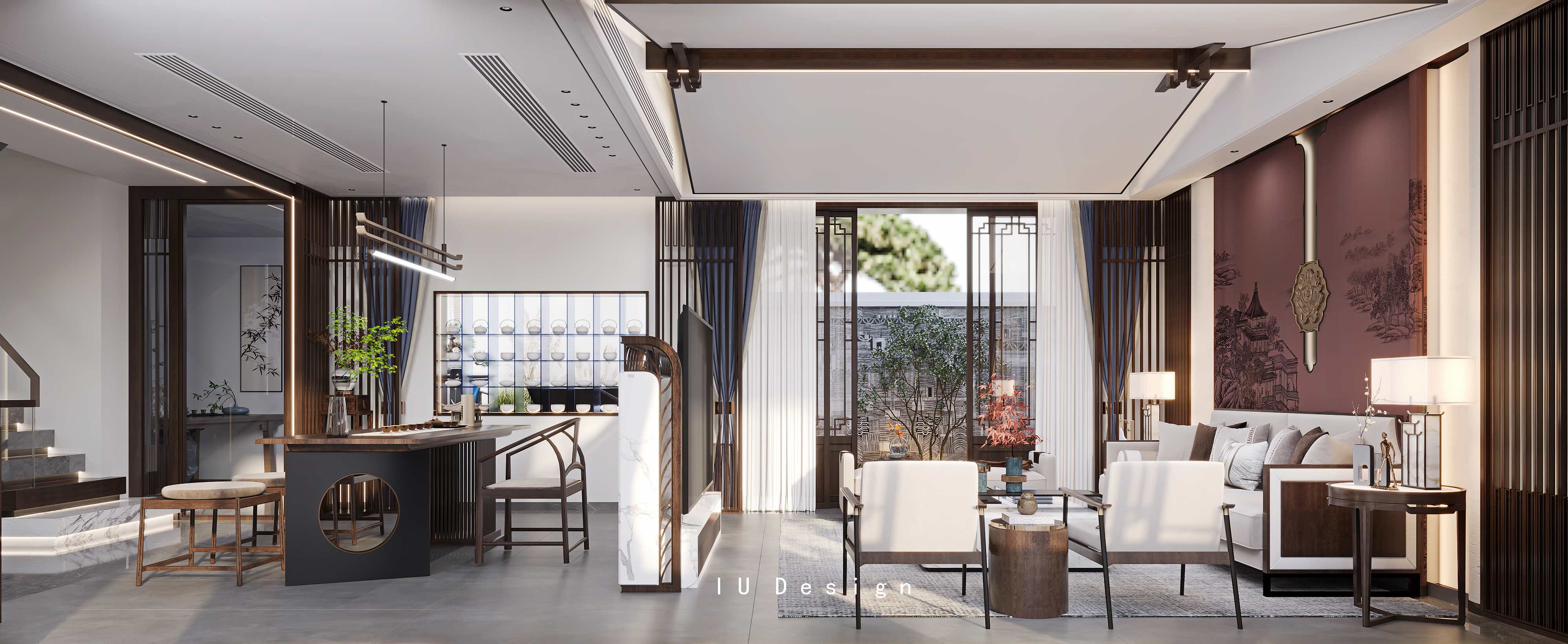 哎呦设计表现·新中式别墅大宅丨哎呦视觉-5