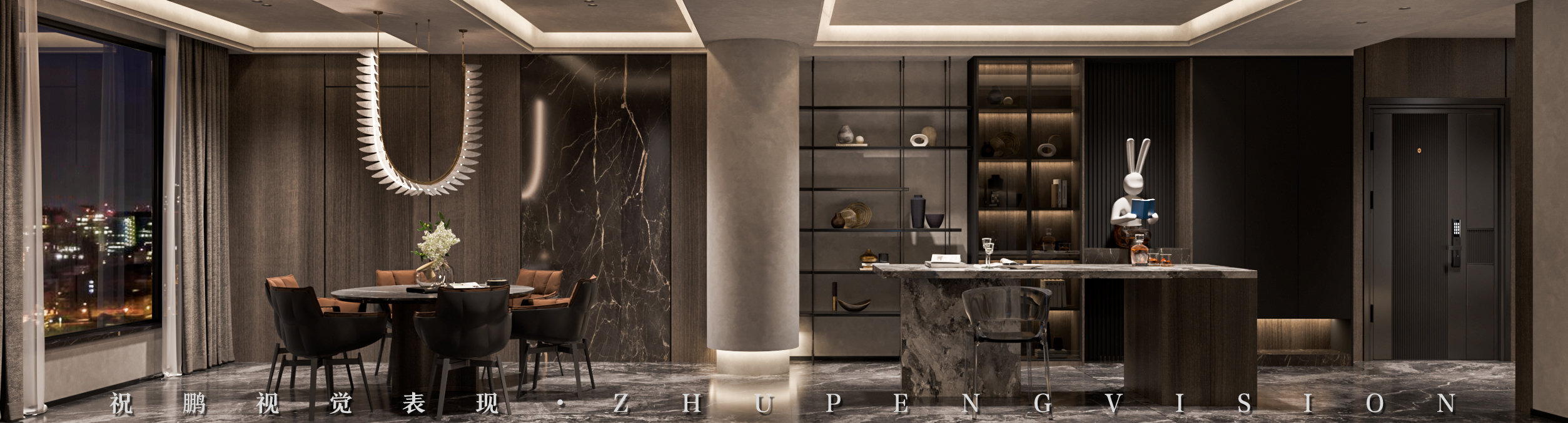 大平层家装效果图丨武汉祝鹏视觉表现-5