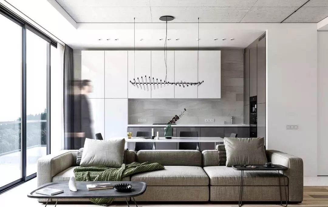 知性优雅现代公寓，以灰色为主调的 74.1m²精致空间-1