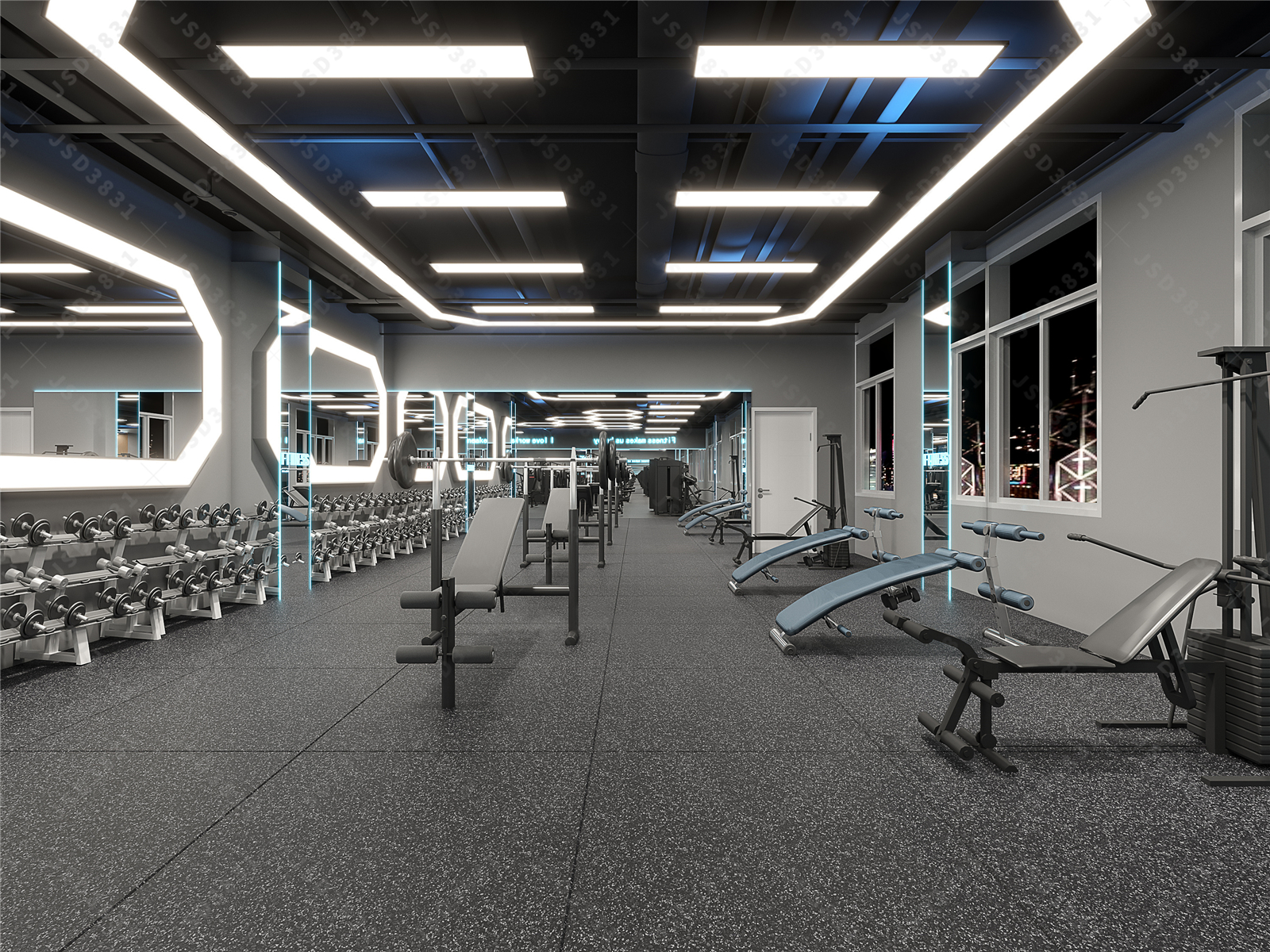 工业健身房设计,公司健身房设计,会所健身房设计-4