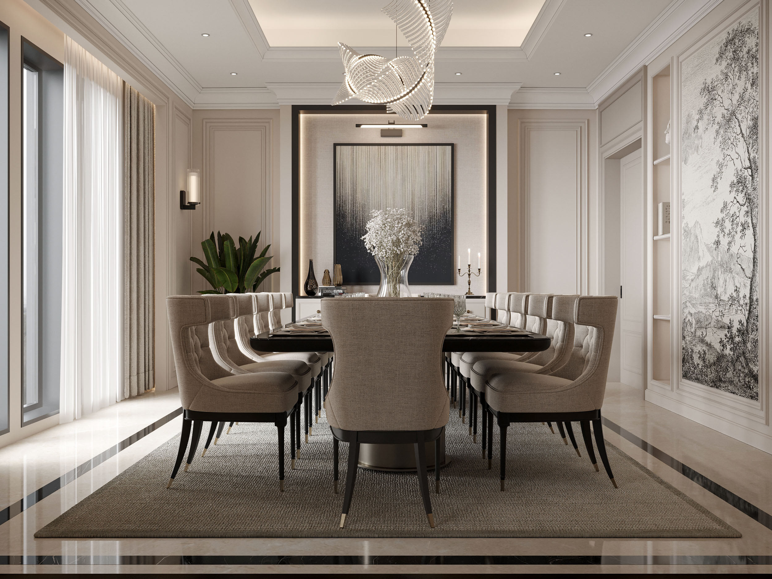 "Timeless Elegance: New Classic Style Simplex Villa"-16