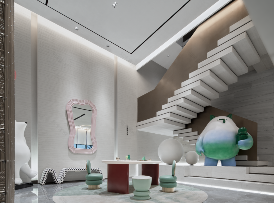 炫彩玻璃+米灰色调,流动的空间灵魂 | 元禾大千-49