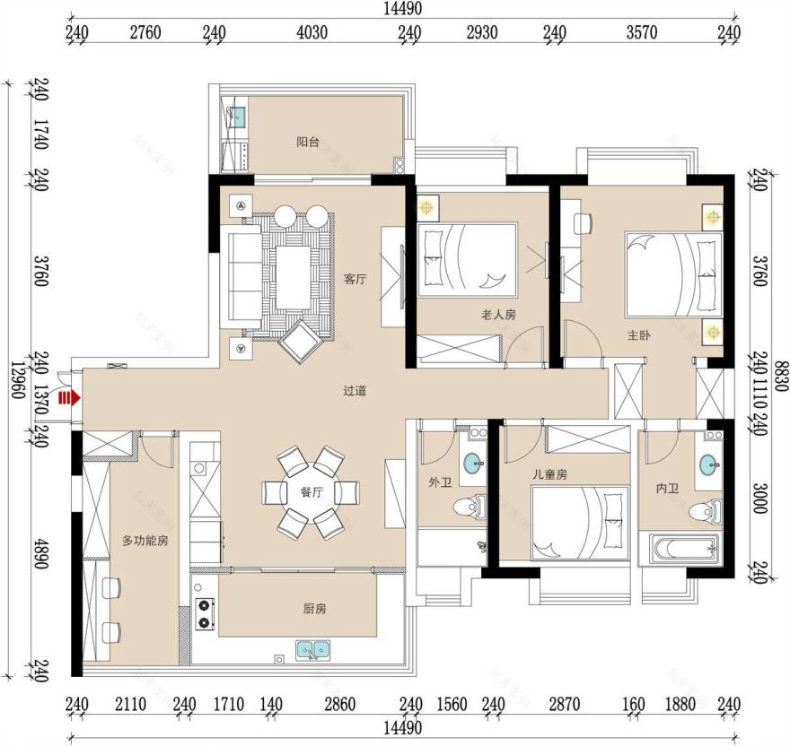 昆山九方城 160㎡简美风家居设计,诠释生活美学-7