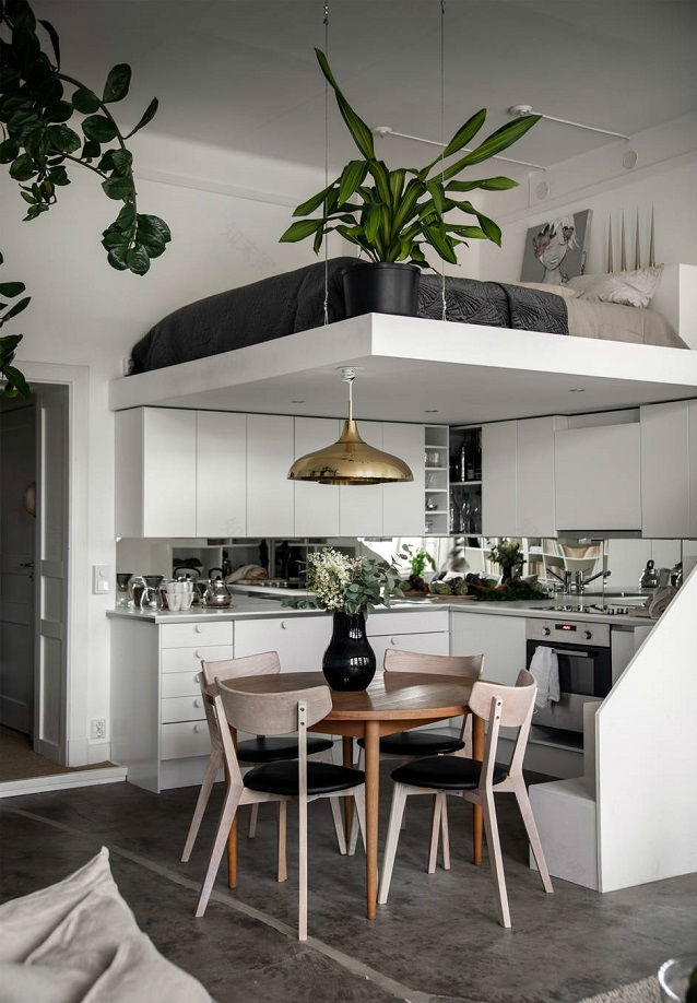 利用镜子和单色营造开阔小空间公寓设计-11