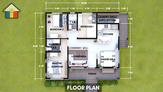 9 · 10米3卧室现代平房设计-17