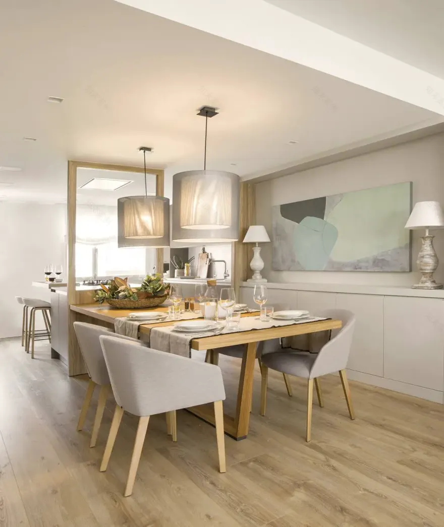 西班牙 140m2 双层公寓,木白色调展现极简魅力-2