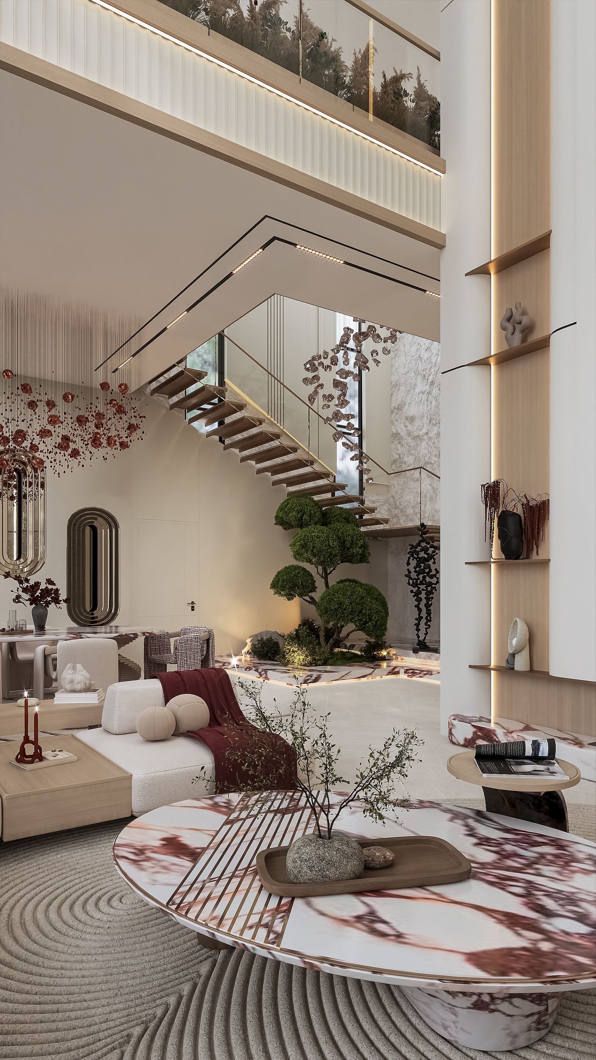 豪华挑高双层客厅丨阿联酋阿布扎比丨MENNA TAREK-12